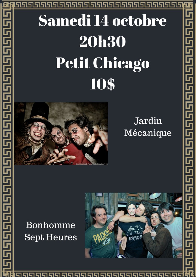 Samedi 14 octobre20h30Petit Chicago10$