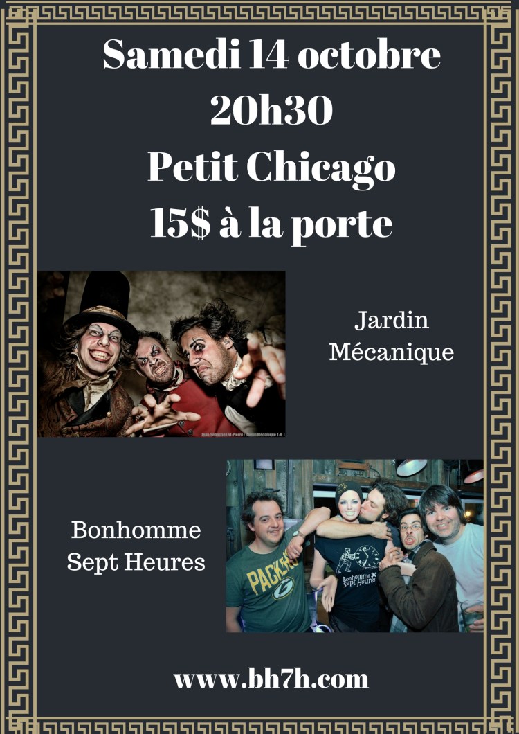 Samedi 14 octobre20h30Petit Chicago10$(1)